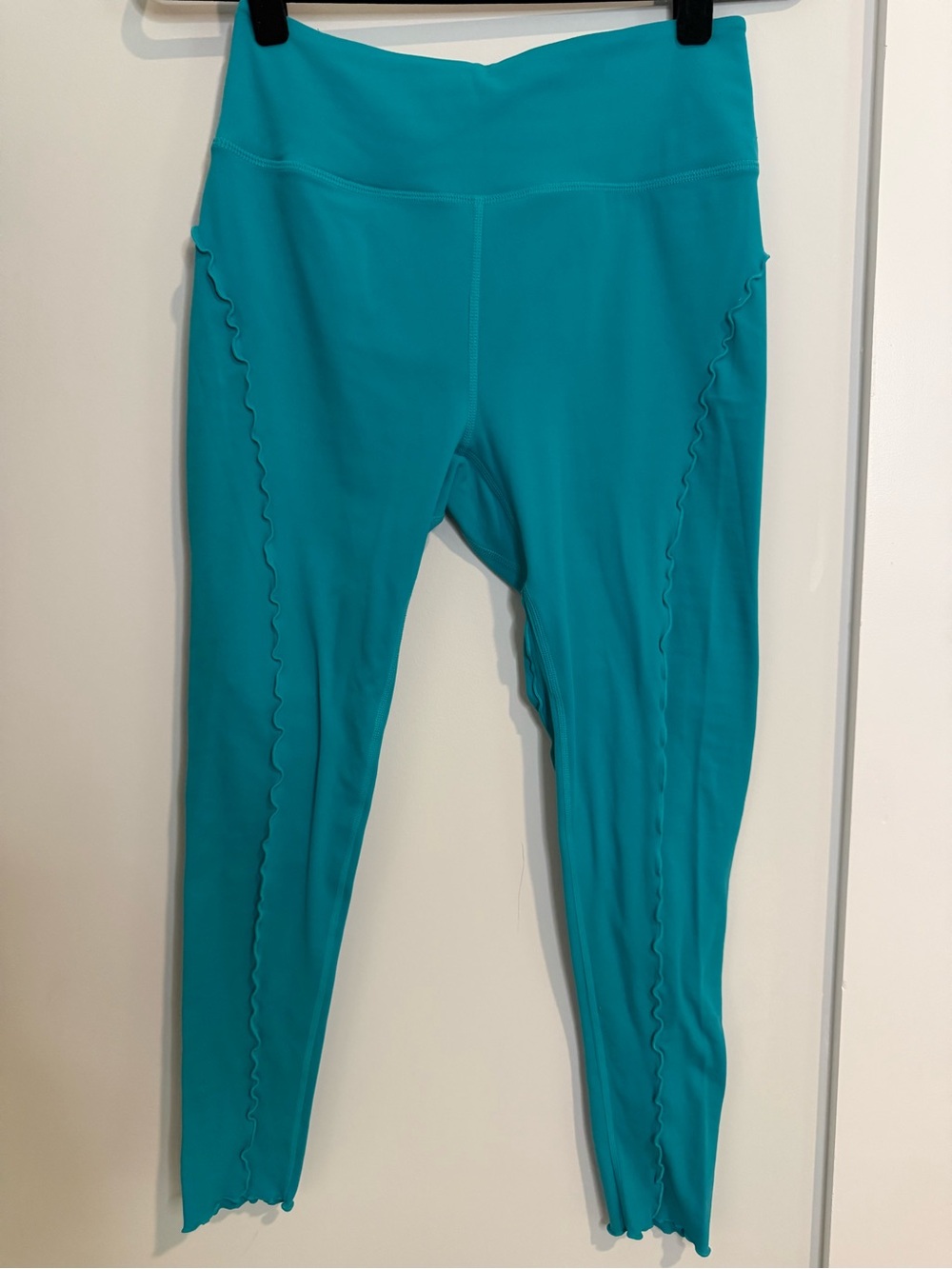 Free People (M) Turquoise High-Waist Leggings with Scalloped Detail